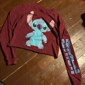 Disney Maroon Stitch Crop Top